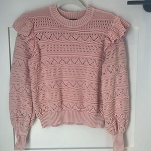 Generation Love Pink Sienna Pointelle Ruffle Sleeve Sweater